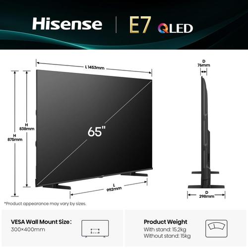 Hisense 65E7Q 165.1 cm (65") 4K Ultra HD Smart TV Wi-Fi Black
