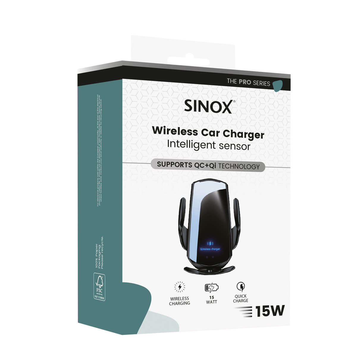 Sinox PRO trådløs oplader 15W. Sort