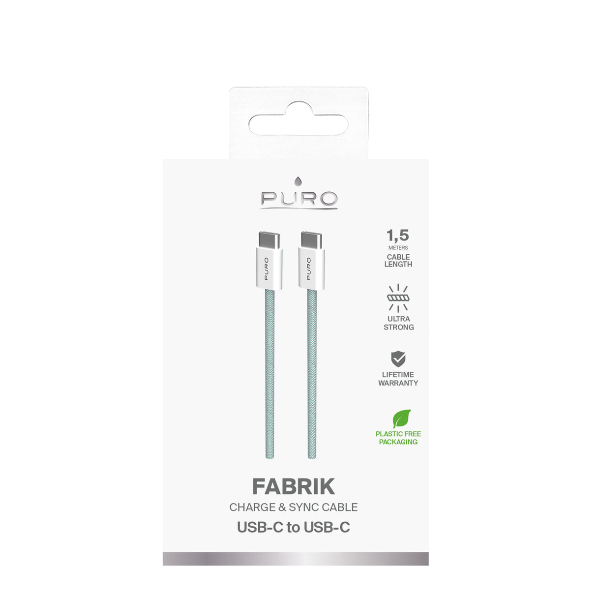 PURO Fabrik 2.0 60W USB-C til USB-C opladnings- og synkroniseringskabel 1,5 m