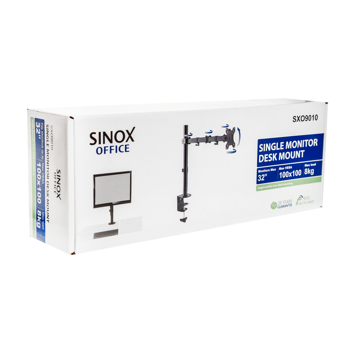 Sinox Office enkel skærm skrivebordsbeslag. Op til 32". Sort