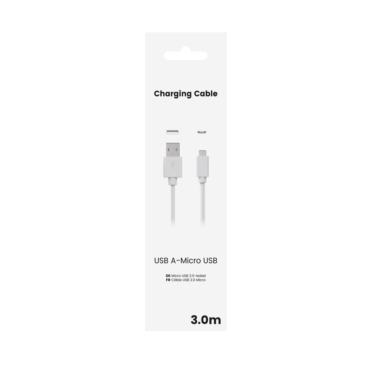 Sinox USB A til USB Micro kabel. 3m. Hvid