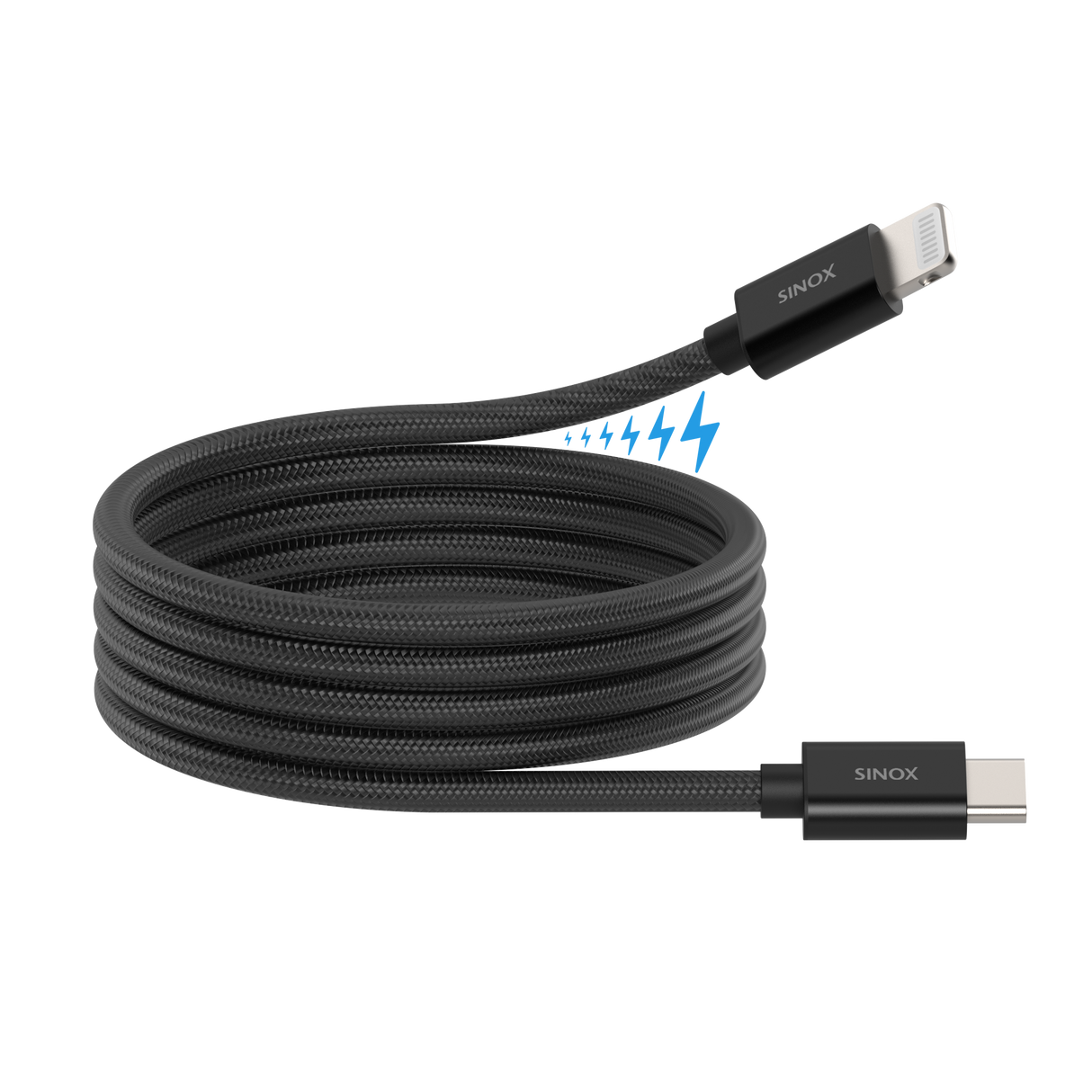 Sinox PRO USB C til Lightning magnetisk kabel. 1m. Sort