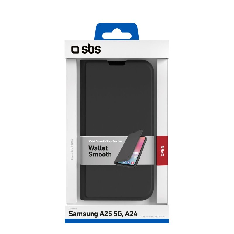 SBS Book Wallet Lite-etui til Samsung Galaxy A25 5G. Sort