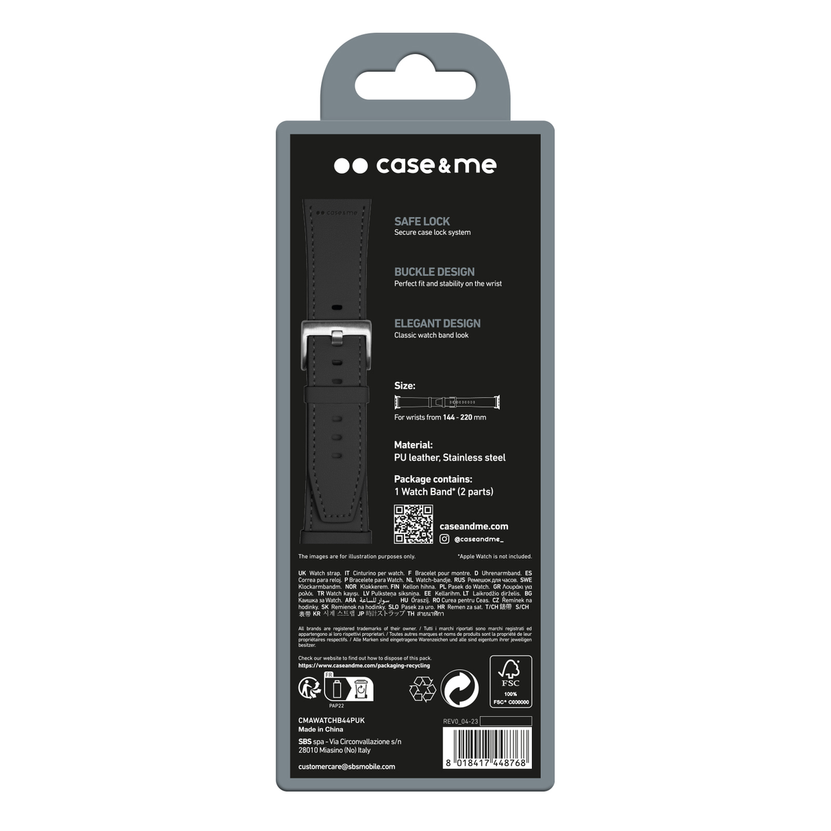 SBS Eco Leather urrem til Apple Watch 42/44/45/49mm. Sort