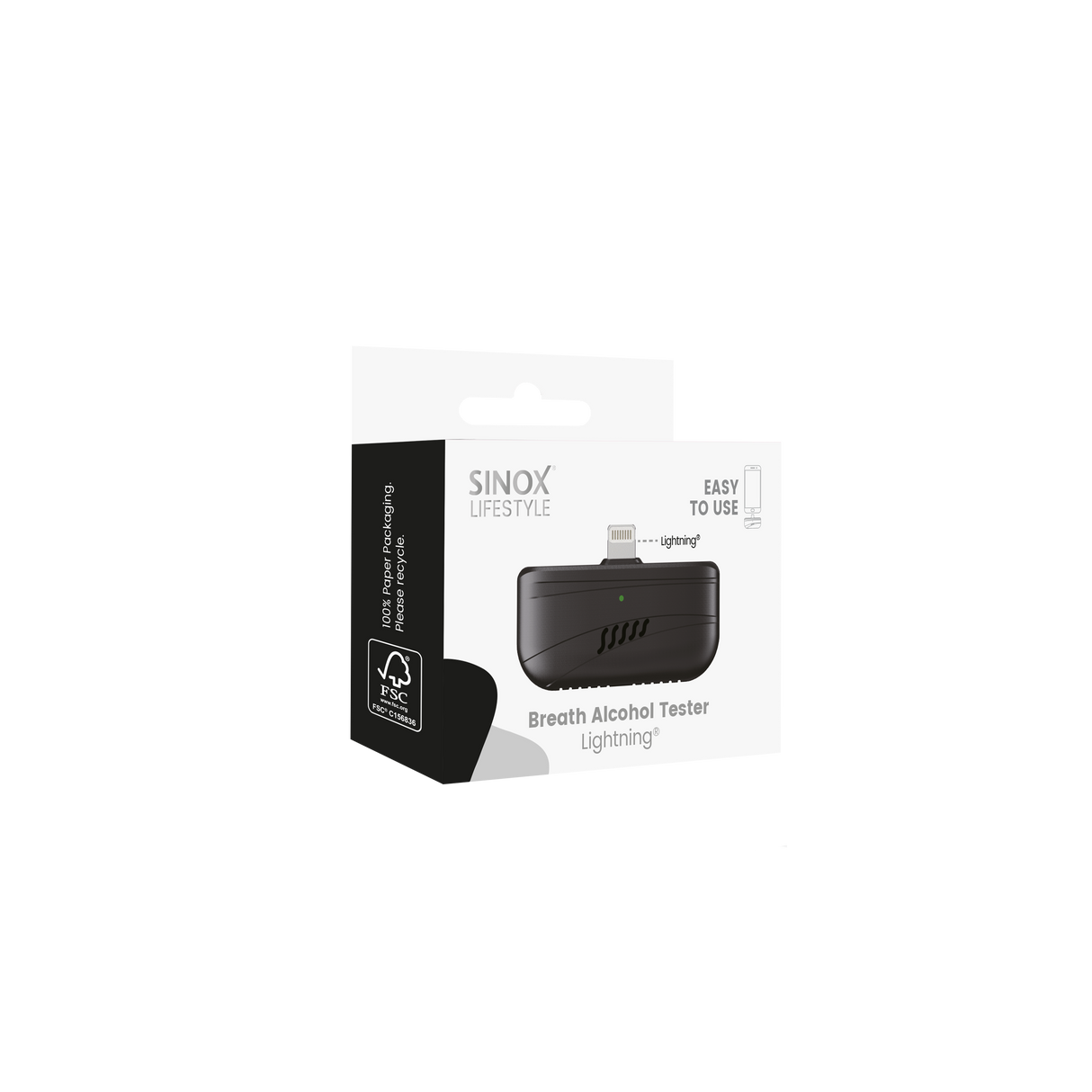 Sinox Mini Alkoholtester Lightning. Sort