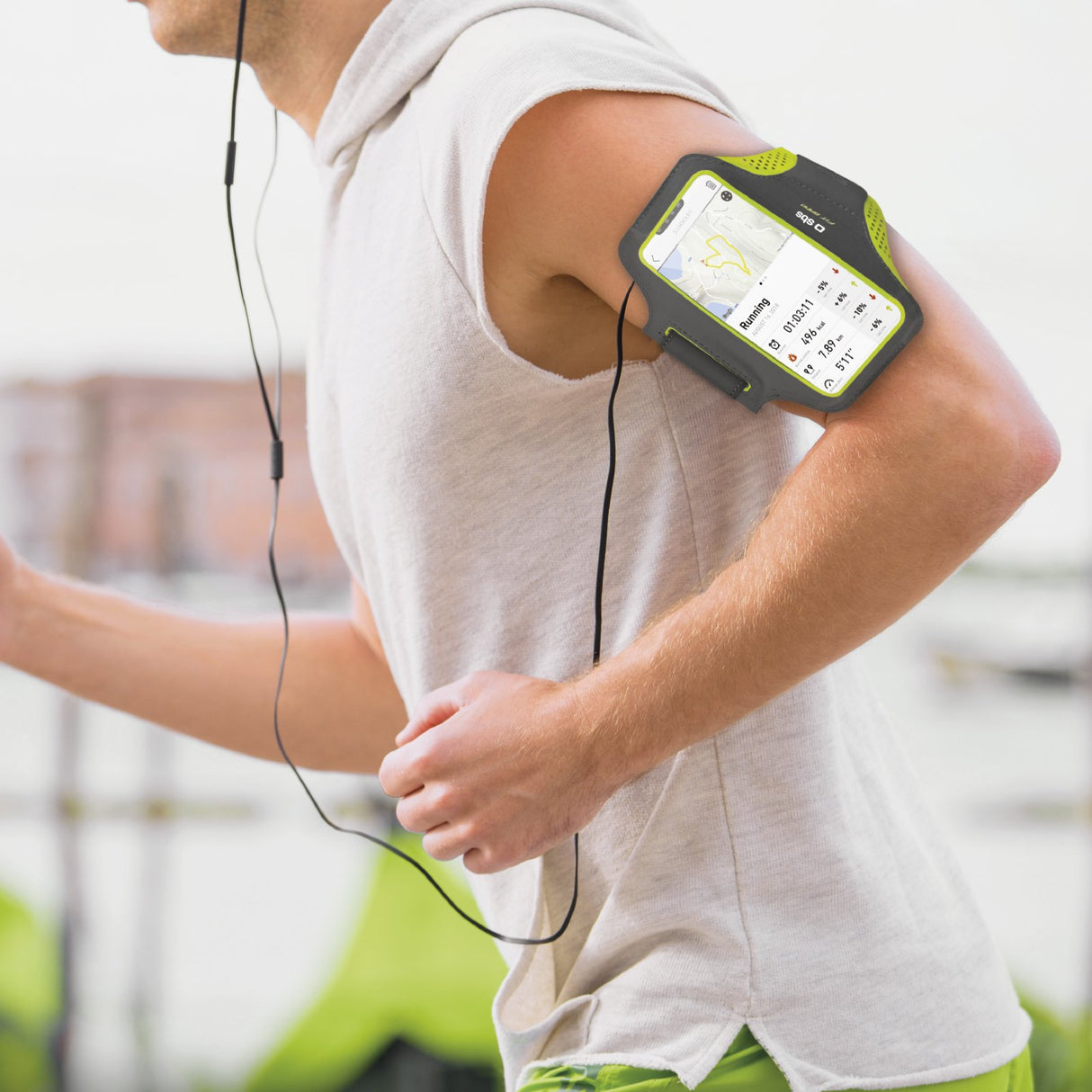 SBS XXXL mobilholder til armen til sport. Sort/grøn