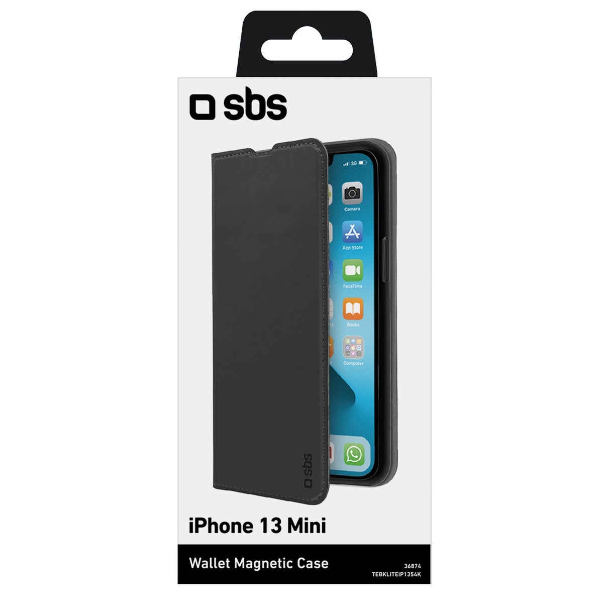 SBS Book Wallet Lite cover til iPhone 13 mini®. Sort