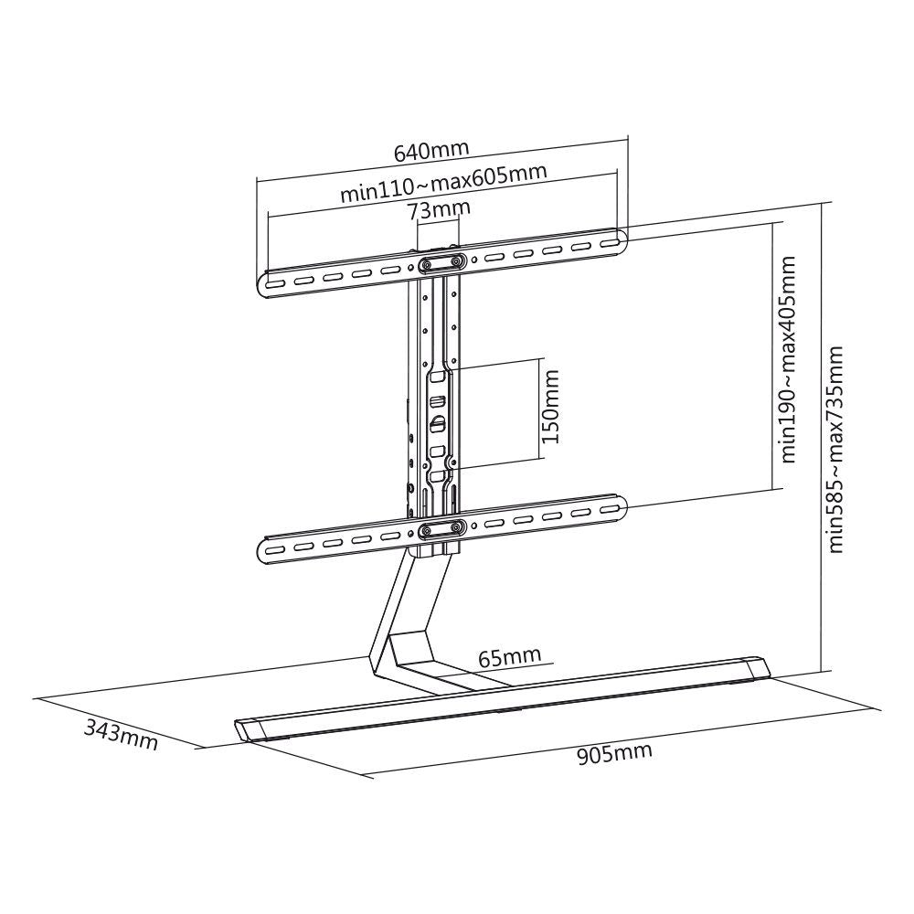 TV bordstand. 37"-75". Sort