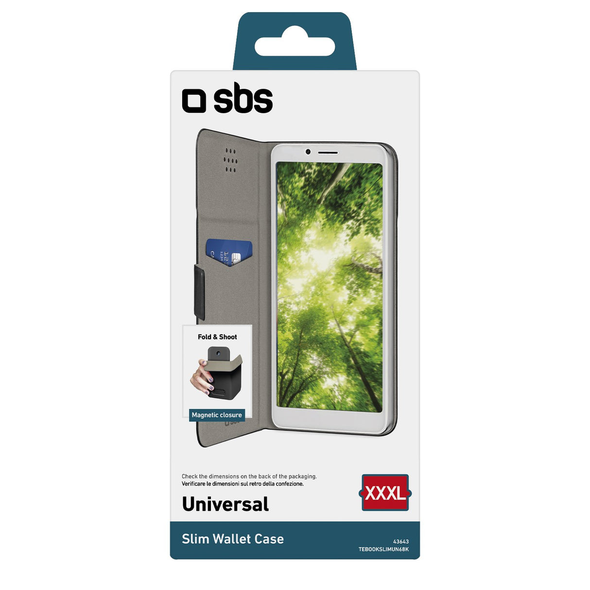 SBS universelt slankt book cover til mobil op til 6,8". Sort