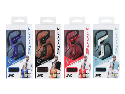 JVC ear clip høretelefoner til sport med fjernbetjening og mikrofon. Hvid