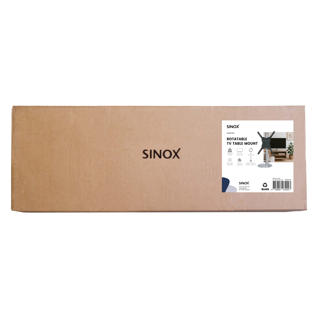 Sinox StandView TV bordstand med drejbar top. 26"-55". Alu finish