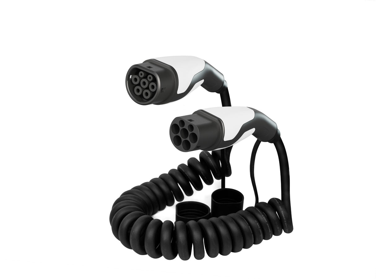 Sinox EV spiral ladekabel Mode 3. 32A 3 faser. 5m. Sort