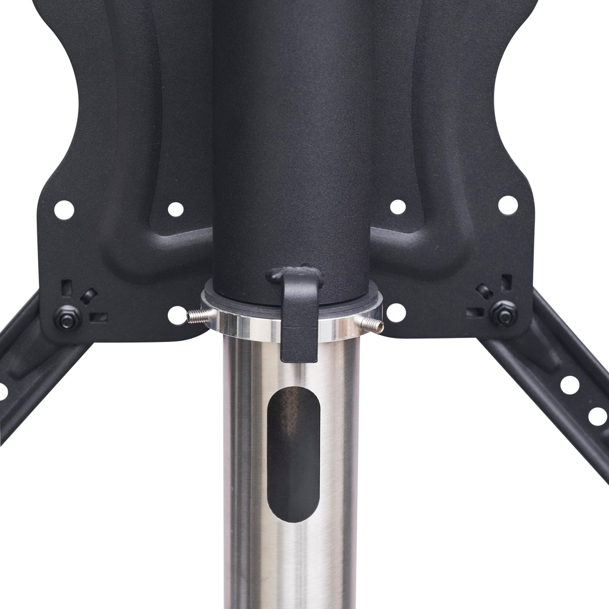 Sinox StandView TV gulvstand, vinklet med drejbar top. 26"-65". Alu finish