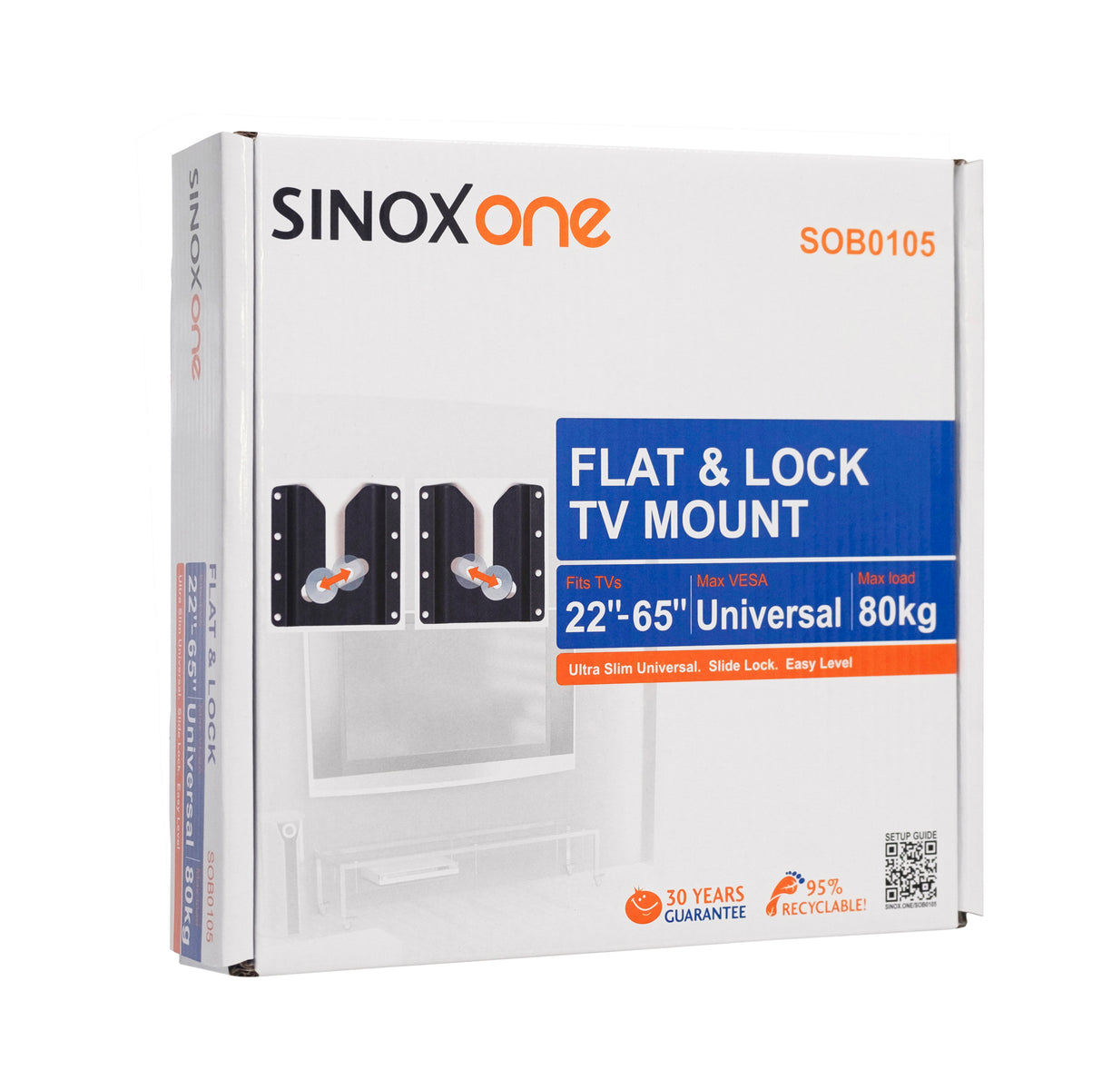 Sinox One TV vægbeslag. 22"-65". Sort