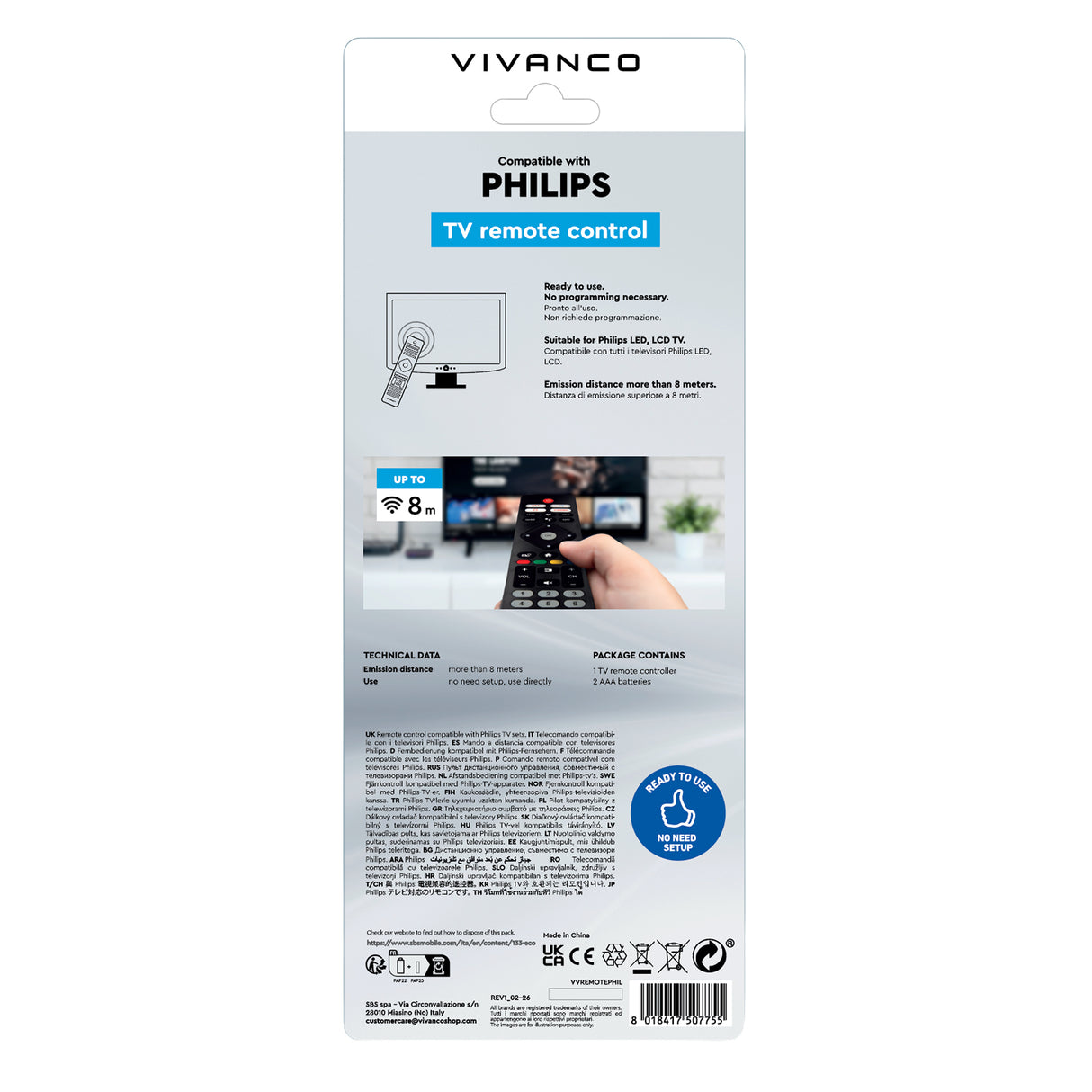 Vivanco Philips TV-fjernbetjening