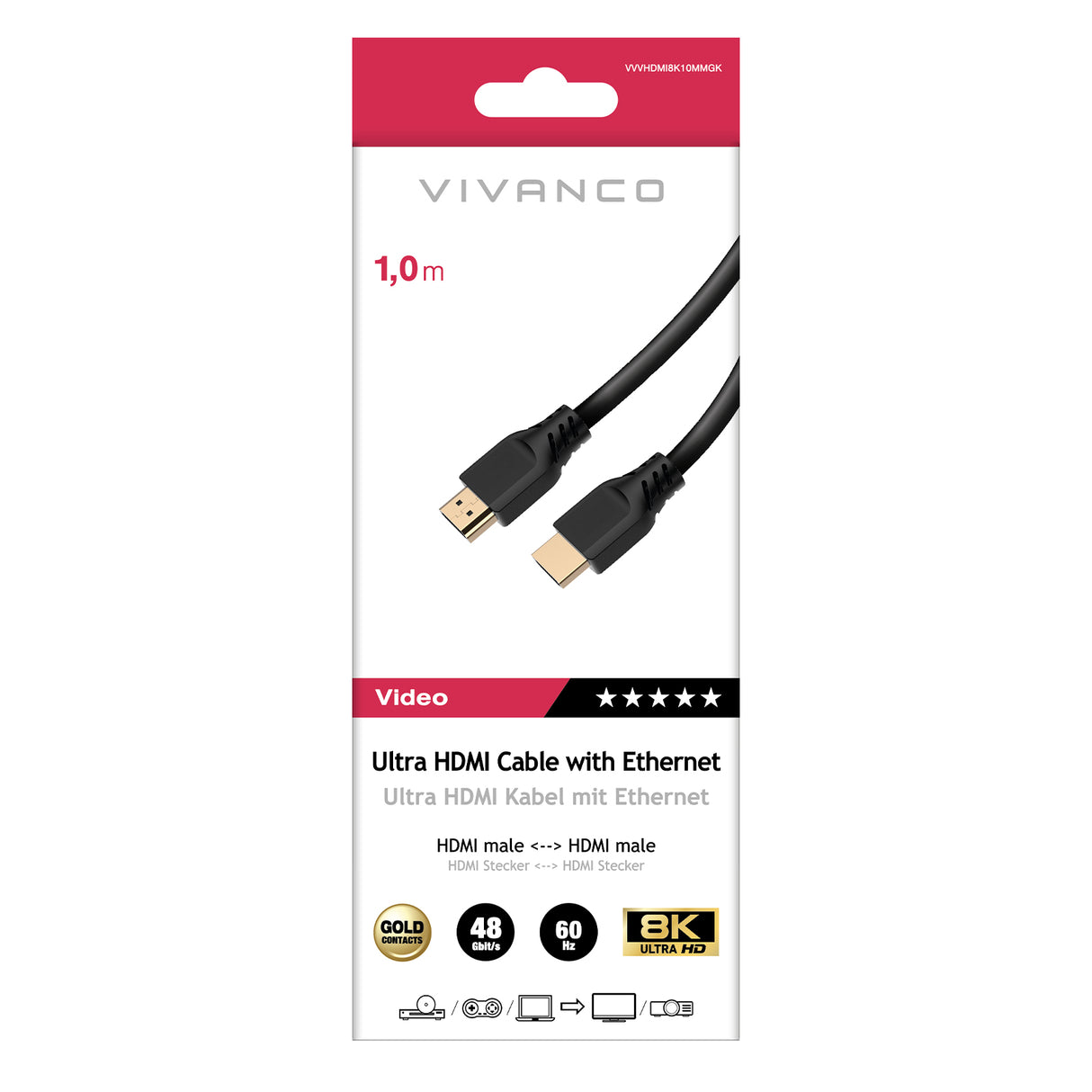 Vivanco HDMI 2.1-kabel til 8K