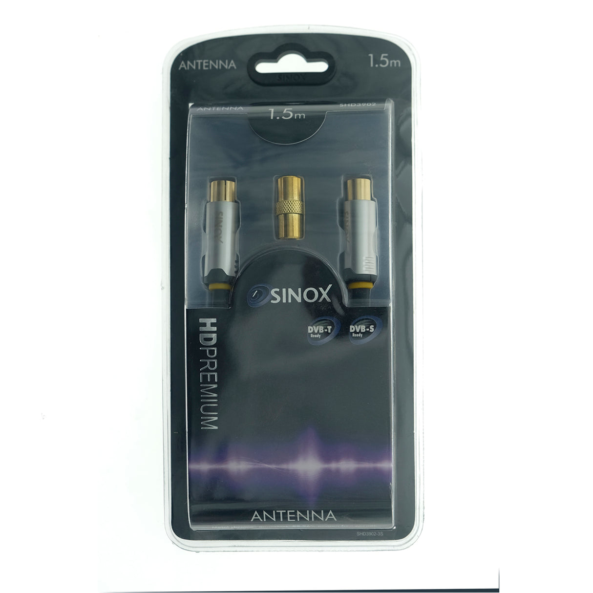 Sinox SHD antennekabel. 1.5m. Sort