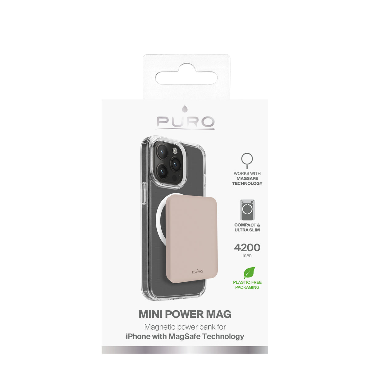 PURO Power Bank Wireless "Mini Power Mag" 4200 mAh til iPhone