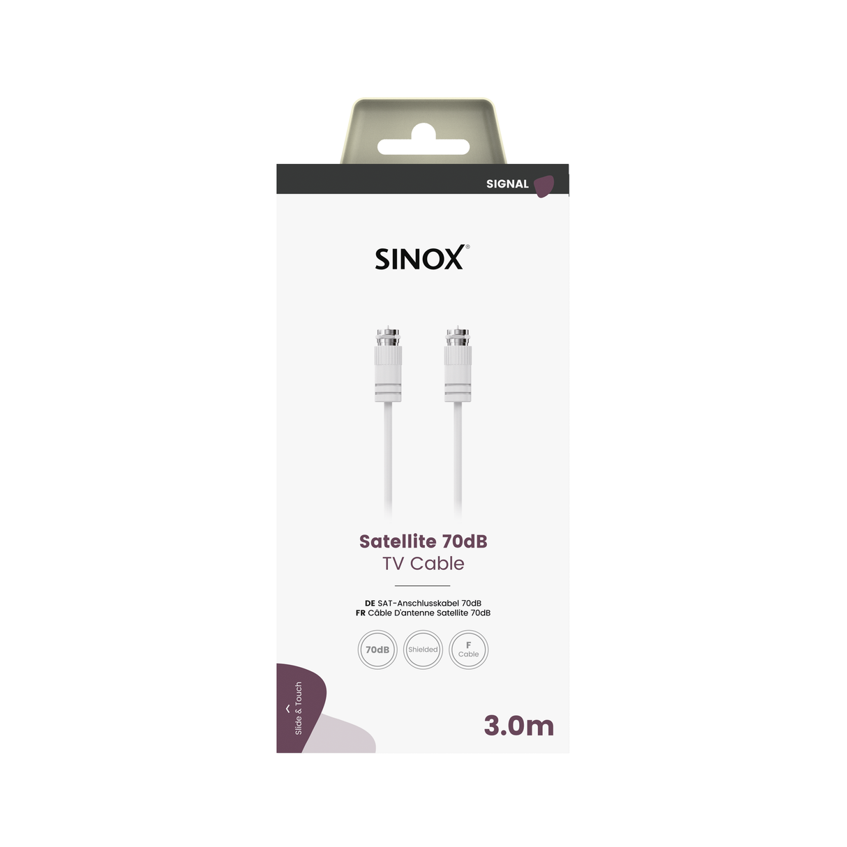 Sinox Satellite kabel. 3m. Hvid