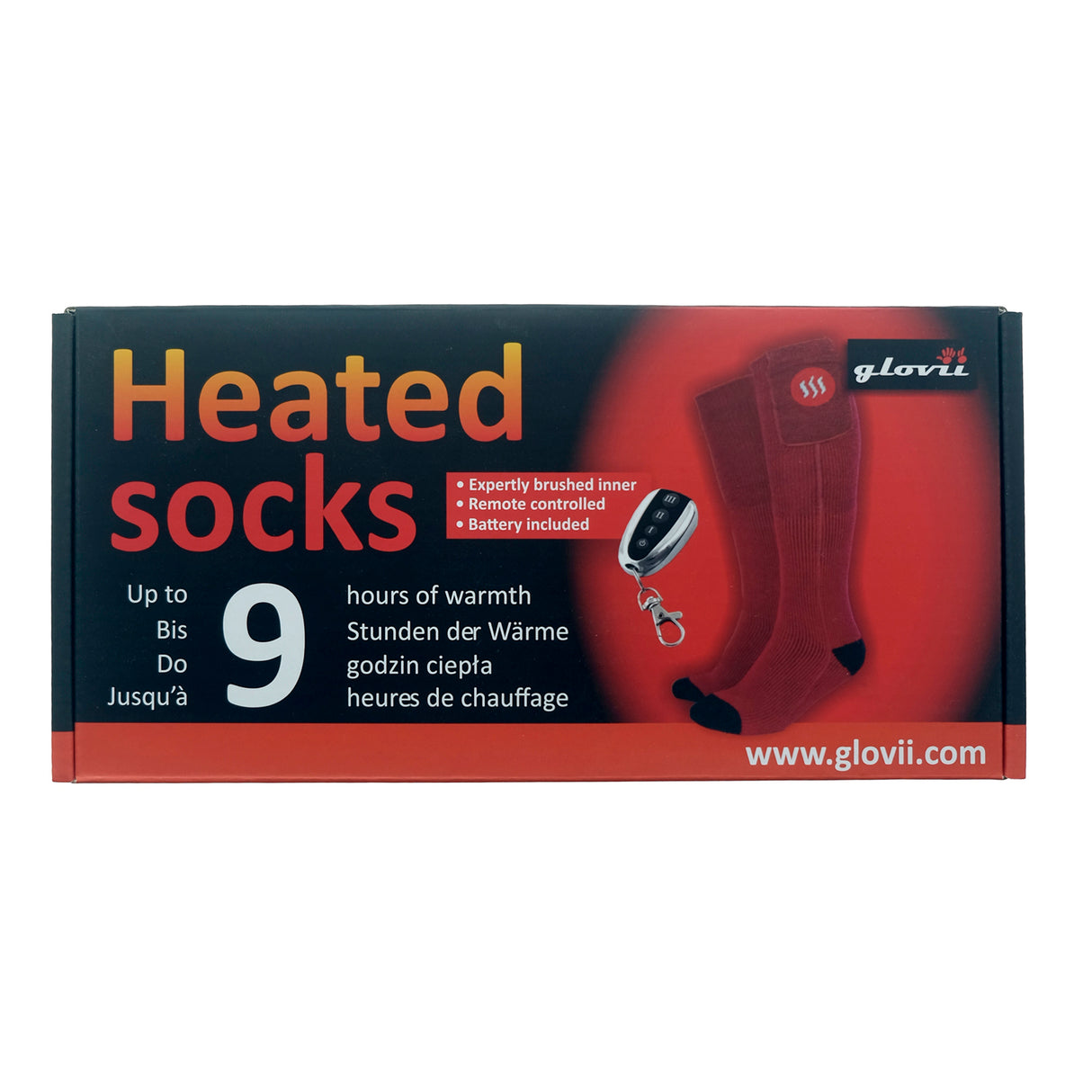Glovii opvarmede sokker med fjernbetjening M. Rød