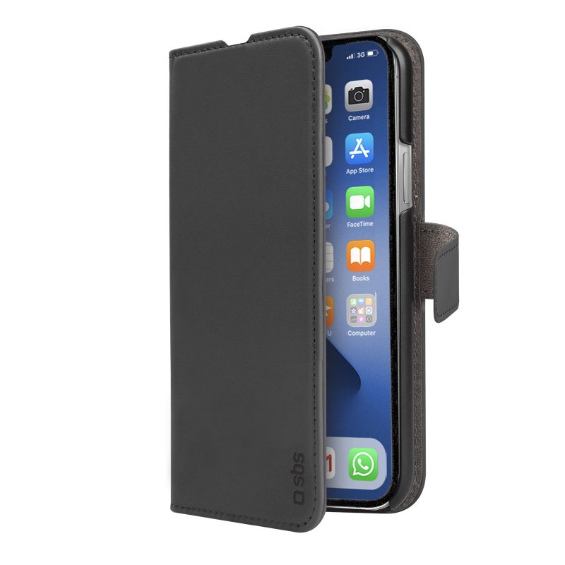 SBS Book Wallet Case med standerfunktion til iPhone 13 Pro. Sort