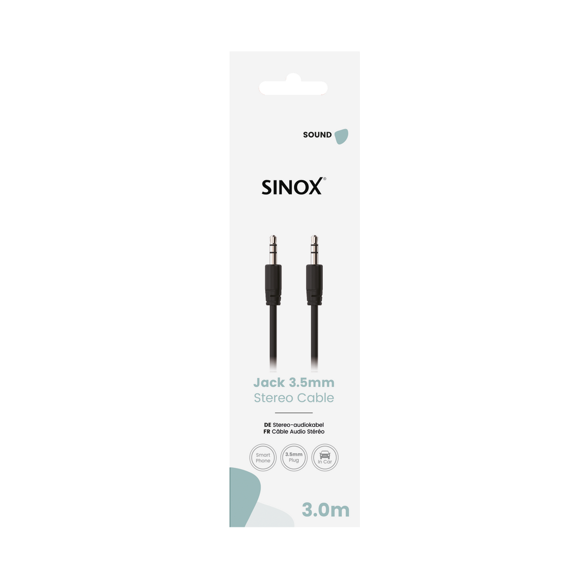 Sinox mini jack kabel. 3m. Sort