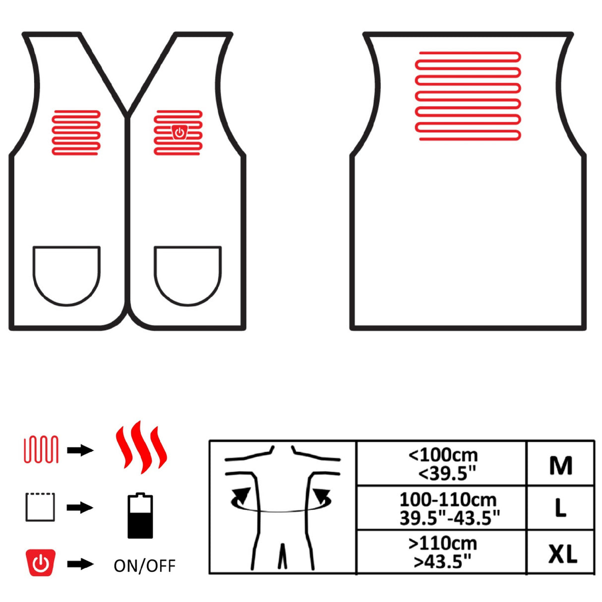 Glovii opvarmet universalvest. Sort