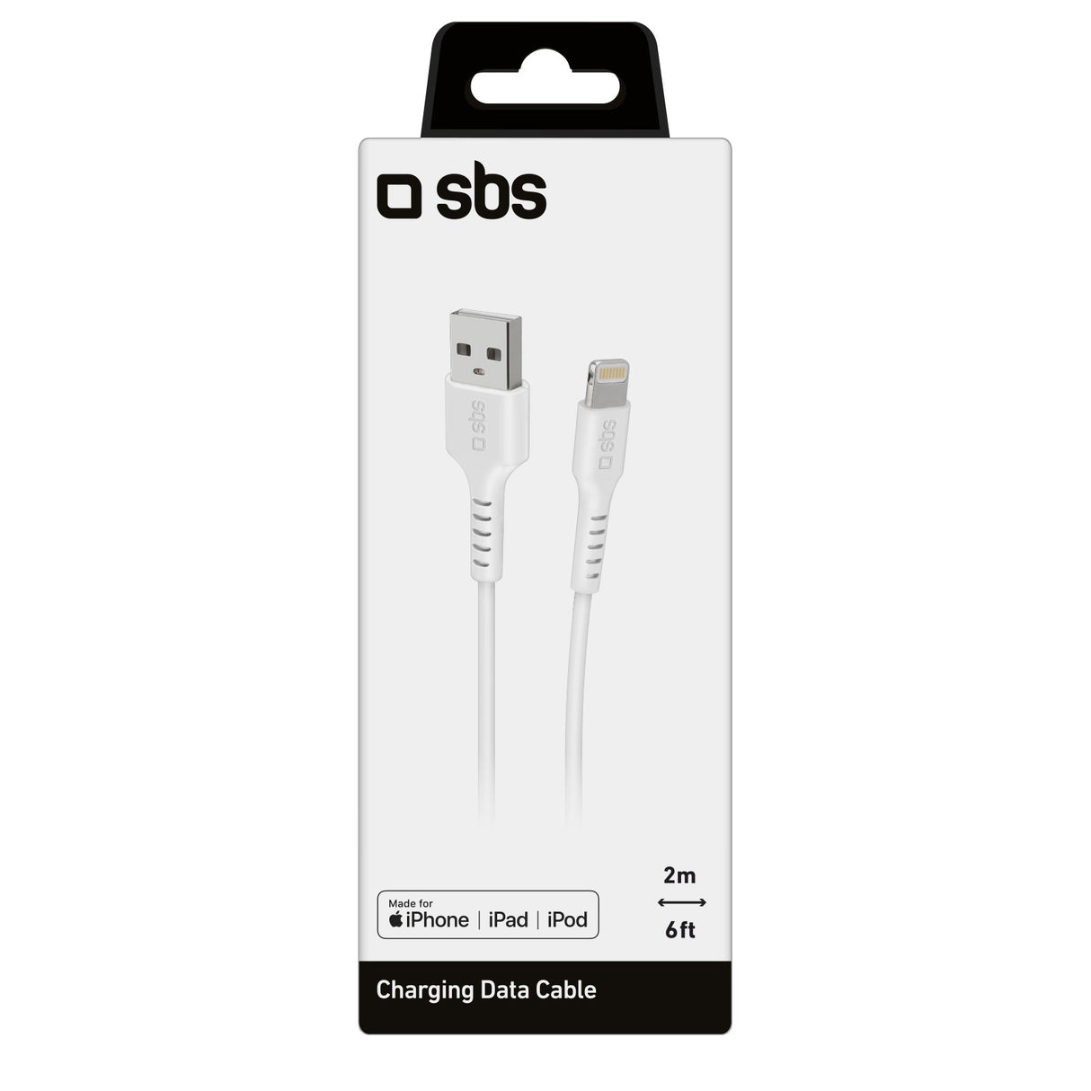 SBS Lightning kabel. 2m. Hvid