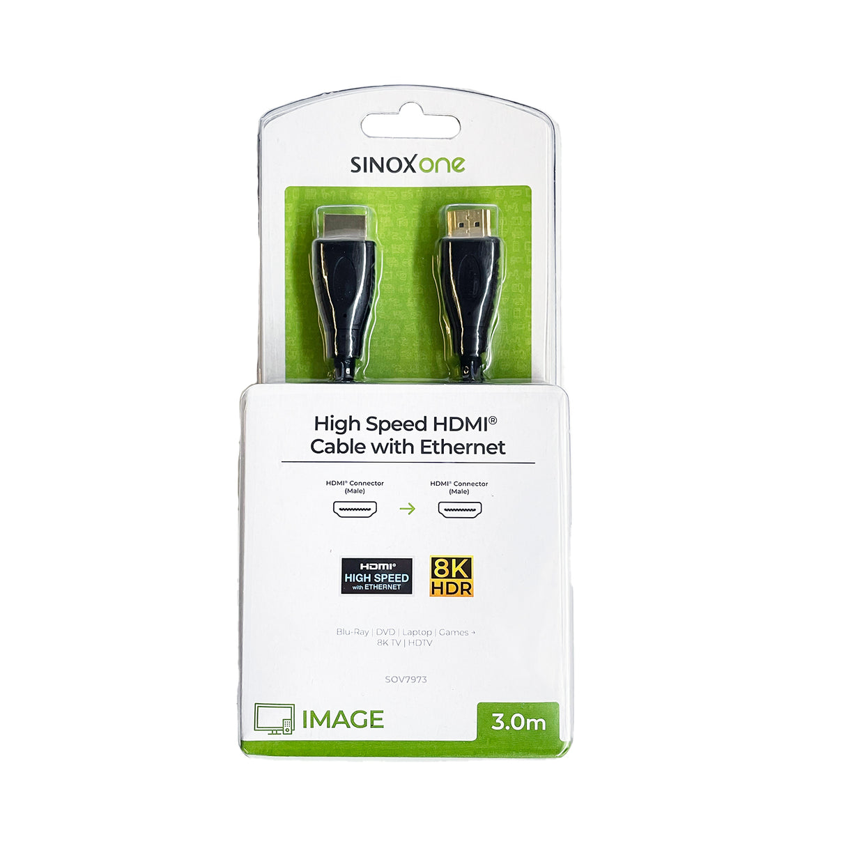 Sinox One HDMI™ kabel 8K+E. 3m. Sort