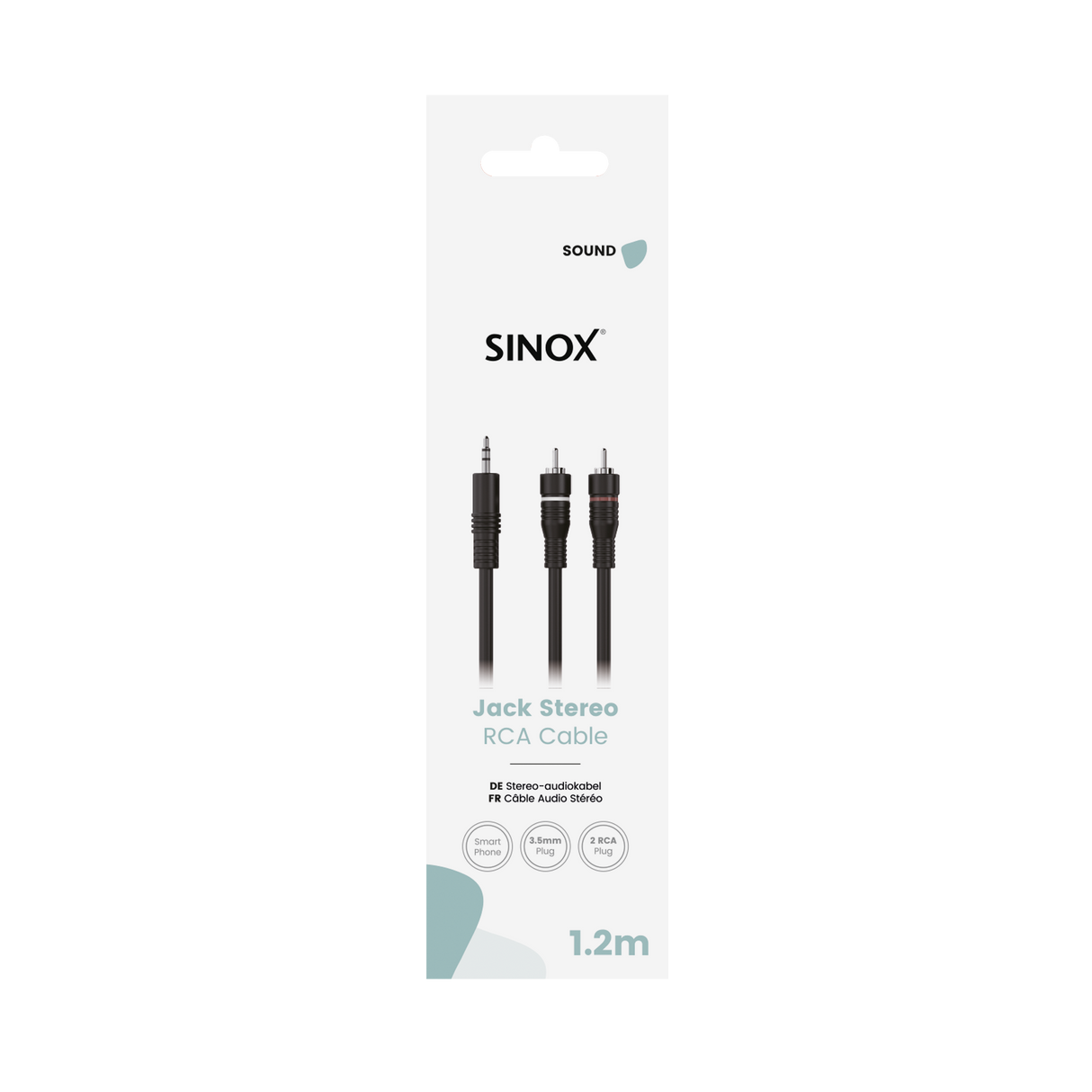 Sinox mini jack til phono kabel. 1,2m. Sort