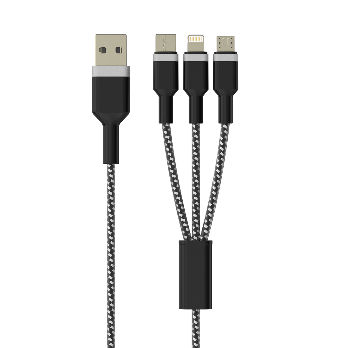 Sinox PRO X 6-i-1 kabel med Lightning, USB C og Micro USB. 1m. Braided