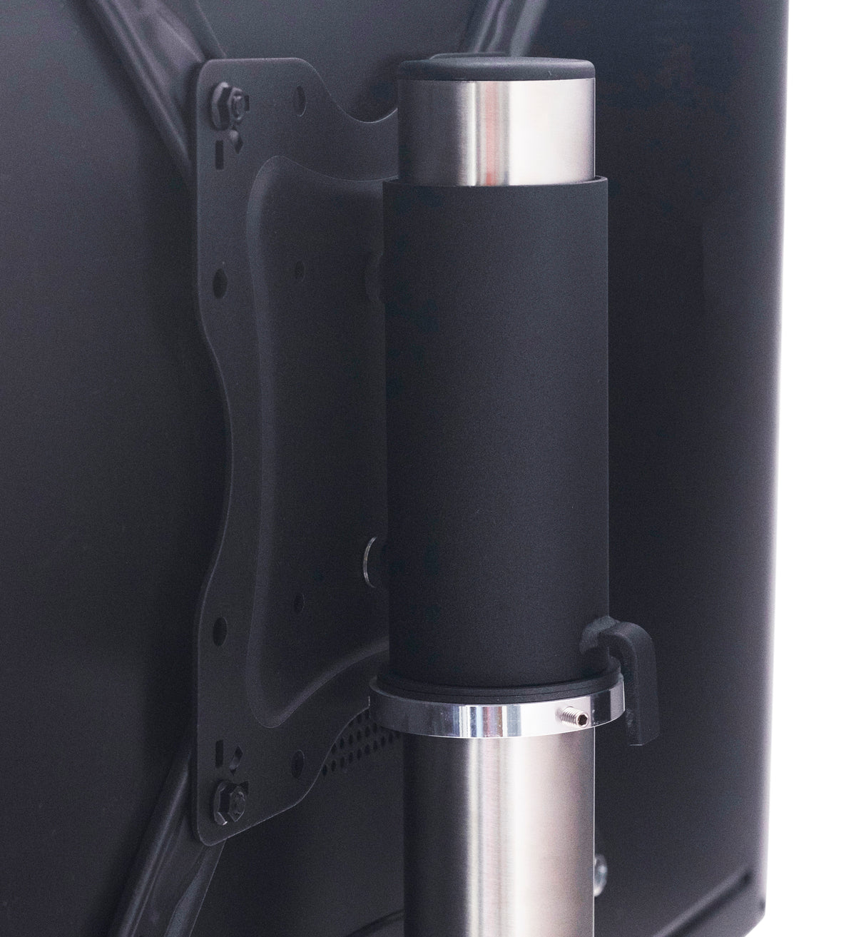 Sinox StandView TV gulvstand, vinklet med drejbar top. 26"-65". Alu finish