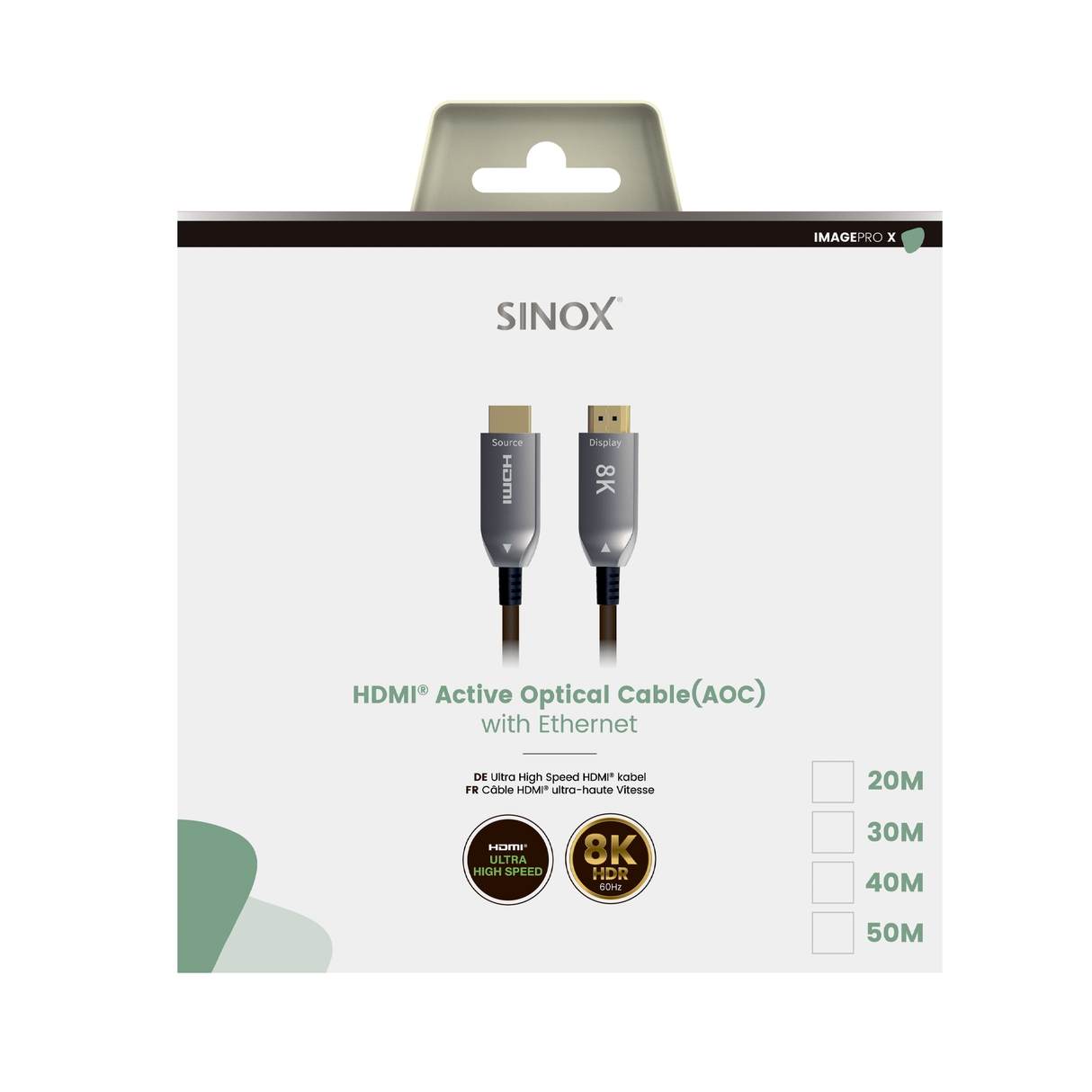 Sinox PRO X HDMI™ Optisk kabel 8K60Hz+E. 30m. Sort