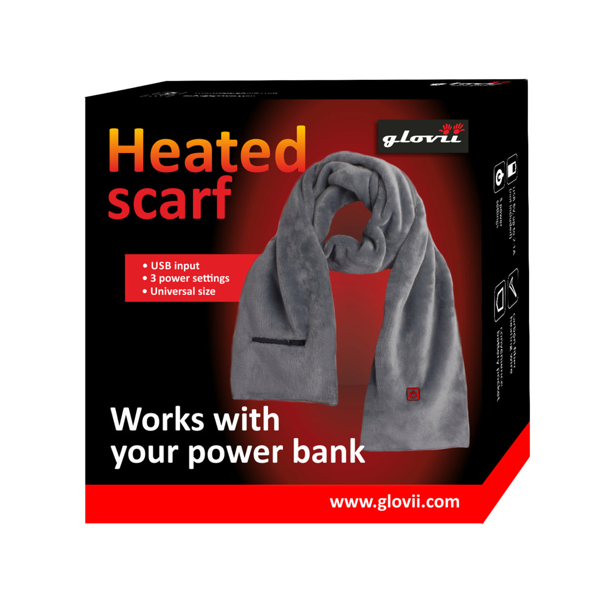 Glovii opvarmet halstørklæde. Sort