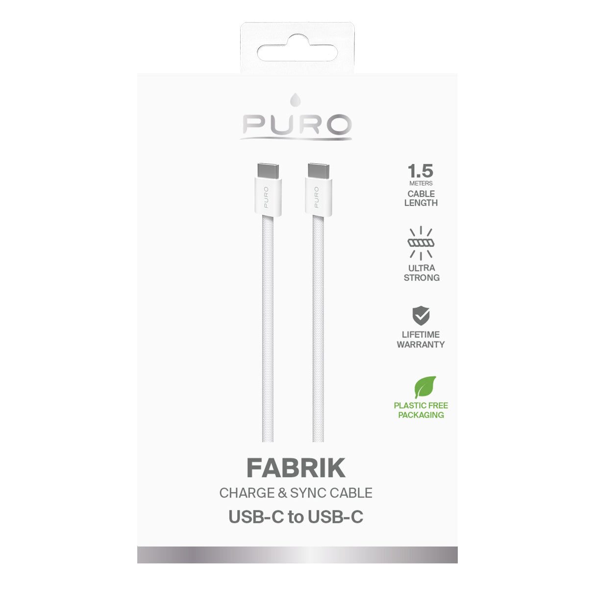 PURO Fabrik 2.0 60W USB-C til USB-C opladnings- og synkroniseringskabel 1,5 m