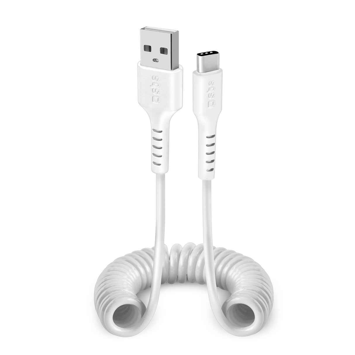 SBS data- og opladning spiralkabel USB 2.0 - USB C. 17-100cm. Hvid