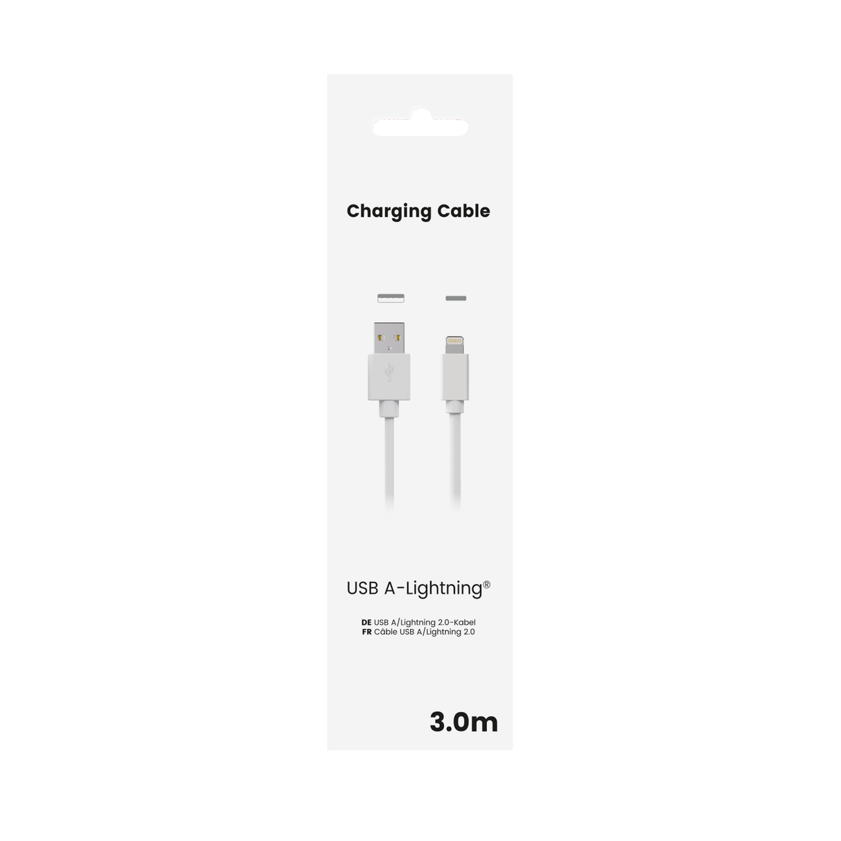 Sinox USB A til Lightning kabel. 3m. Hvid