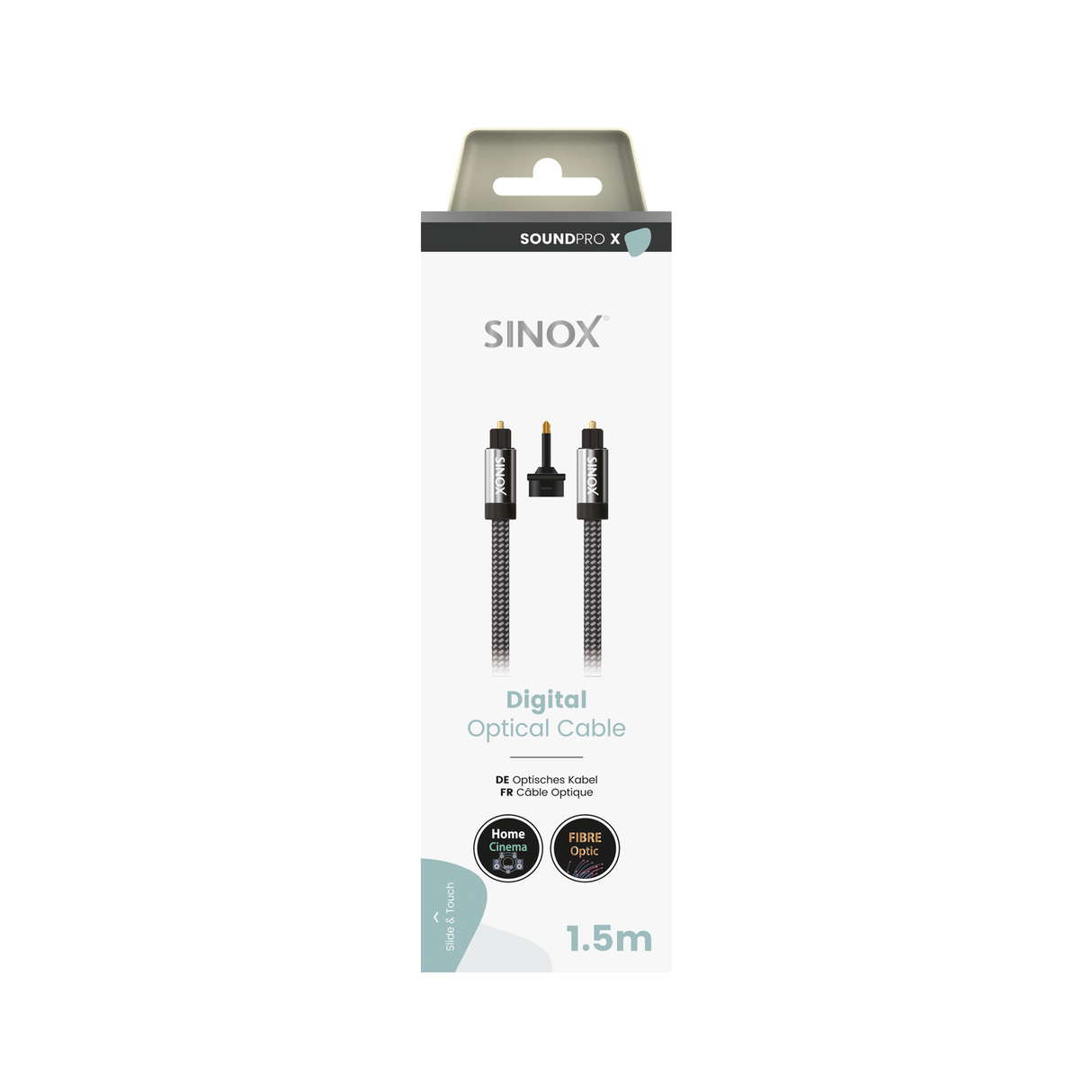Sinox PRO X optisk digitalt kabel. 1,5m. Sort