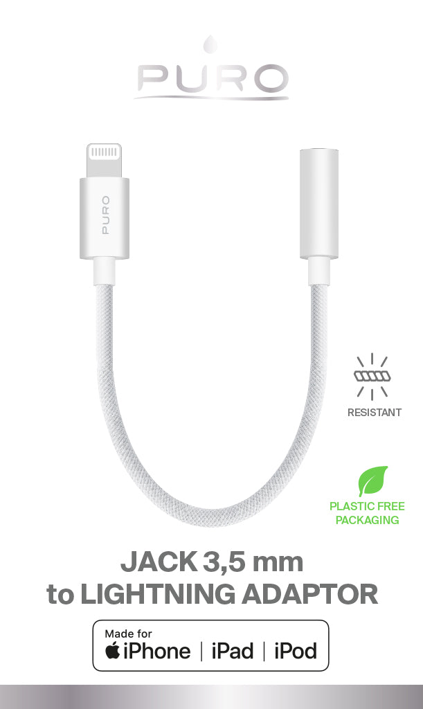 PURO Fabric Adapter fra 3,5 mm Jack til Lightning