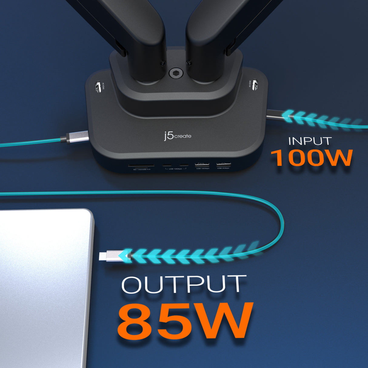 j5create Dual-Monitor Mount with Docking Station