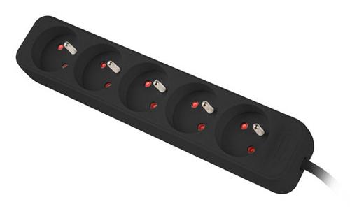 Lanberg PS0-05E-0100-IEC-BK power extension 1 m 5 AC outlet(s) Indoor Black