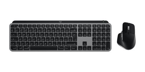 Logitech Master MX Keys S Combo for Mac keyboard Mouse included Home/Office RF Wireless + Bluetooth QWERTY US International Aluminium, Black