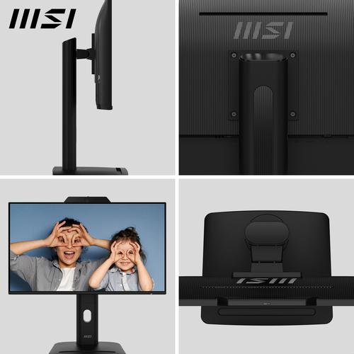 MSI Pro MP242PMG 23.8 Inch Monitor, FHD (1920 x 1080), 120Hz, IPS, 1ms, 1x HDMI 1.4b, 1x DP 1.2a, 1x D-Sub(VGA), 2xUSB 5Gbps Type-A, 1x USB 5Gbps Type-B, Built-in Speakers, Webcam, Anti-Glare, Anti-Flicker, Less Blue light, TÜV Certified, VESA, Kensi