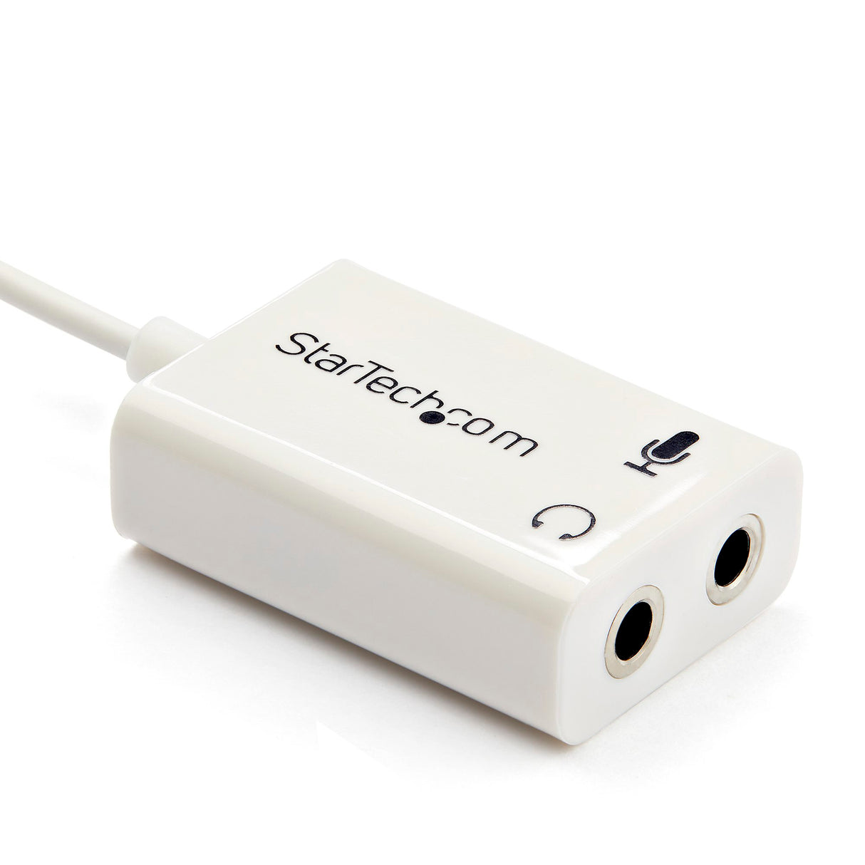 Hvid headset-adapter til headsets med separate hovedtelefon-/mikrofonstik - 3,5 mm 4-positions til 2x 3-positions 3,5 mm M/F