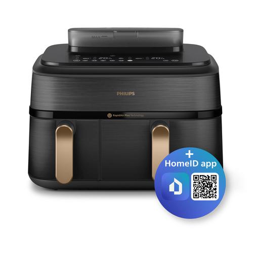 Philips 5000 series NA552/00 fryer Double 9 L Stand-alone 2750 W Hot air fryer Black, Gold