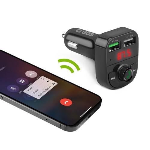 SBS TECARFM2USB mobile device charger Mobile phone Black Cigar lighter Wireless charging Fast charging Auto