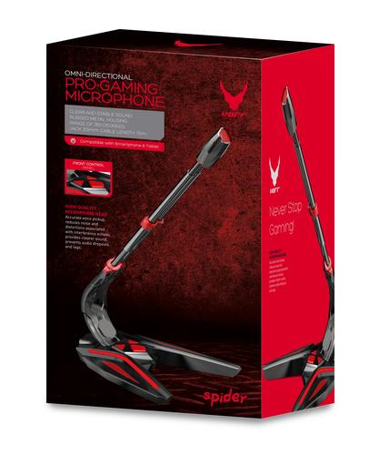 Varr Gaming 3.5mm Microphone with Stand, Adjustable 180°, Control panel (on/off, volume and backlight), Microphone sensitivity -58±2dB and omnidirectional, 3.5mm connection jack, Black/Red, Cable 1.5m