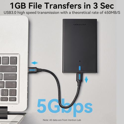 Vention 2.5 Inch SATA Hard Drive Enclosure (USB 3.0 Micro-B) Black