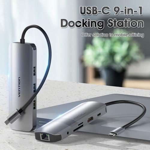 Vention TOLHB dockingstation Ledningsført USB 3.2 Gen 1 (3.1 Gen 1) Type-C Sølv