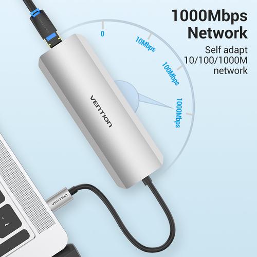 Vention TOLHB dockingstation Ledningsført USB 3.2 Gen 1 (3.1 Gen 1) Type-C Sølv